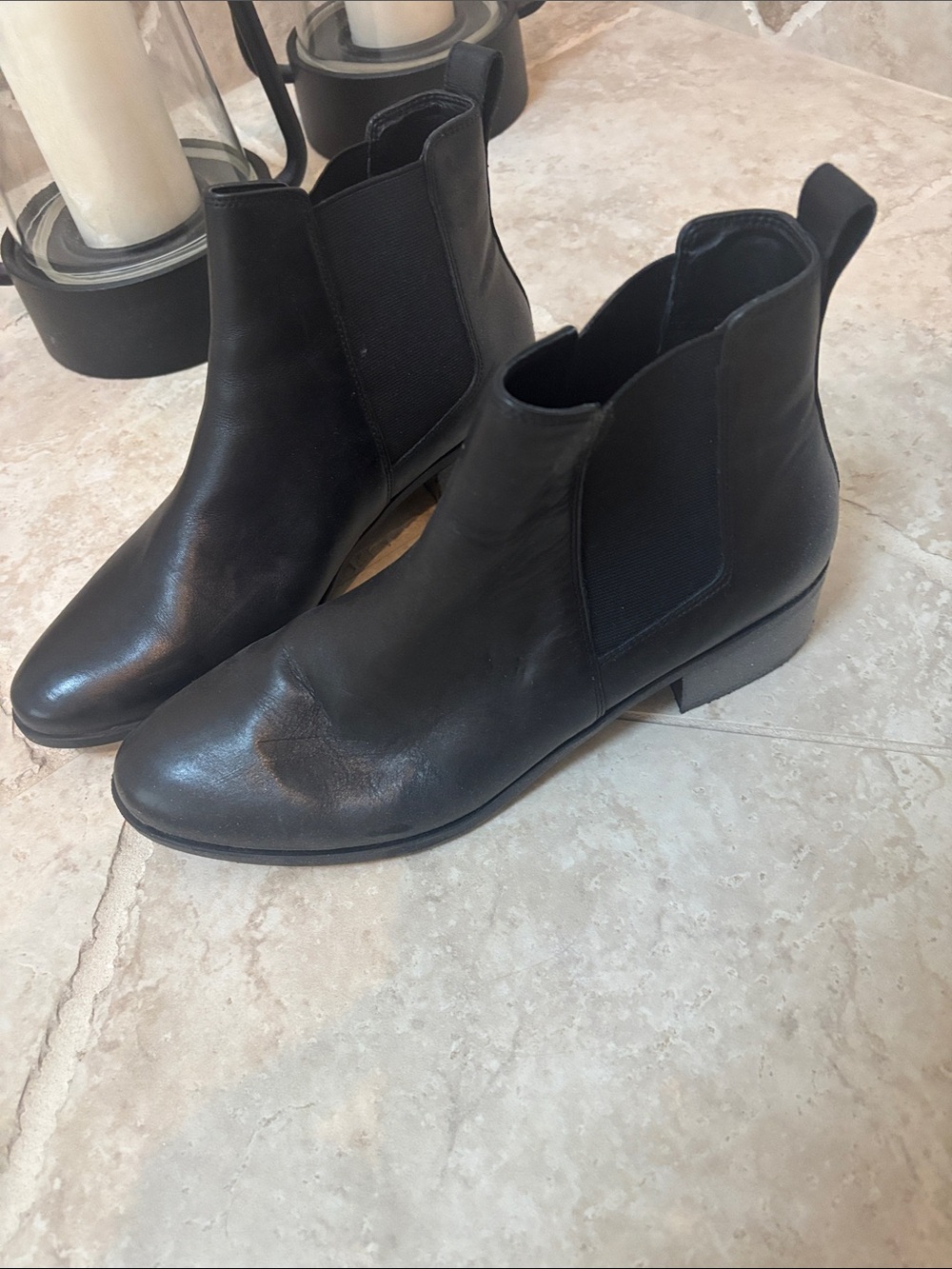 Steve Madden Black Leather Chelsea Ankle Boots